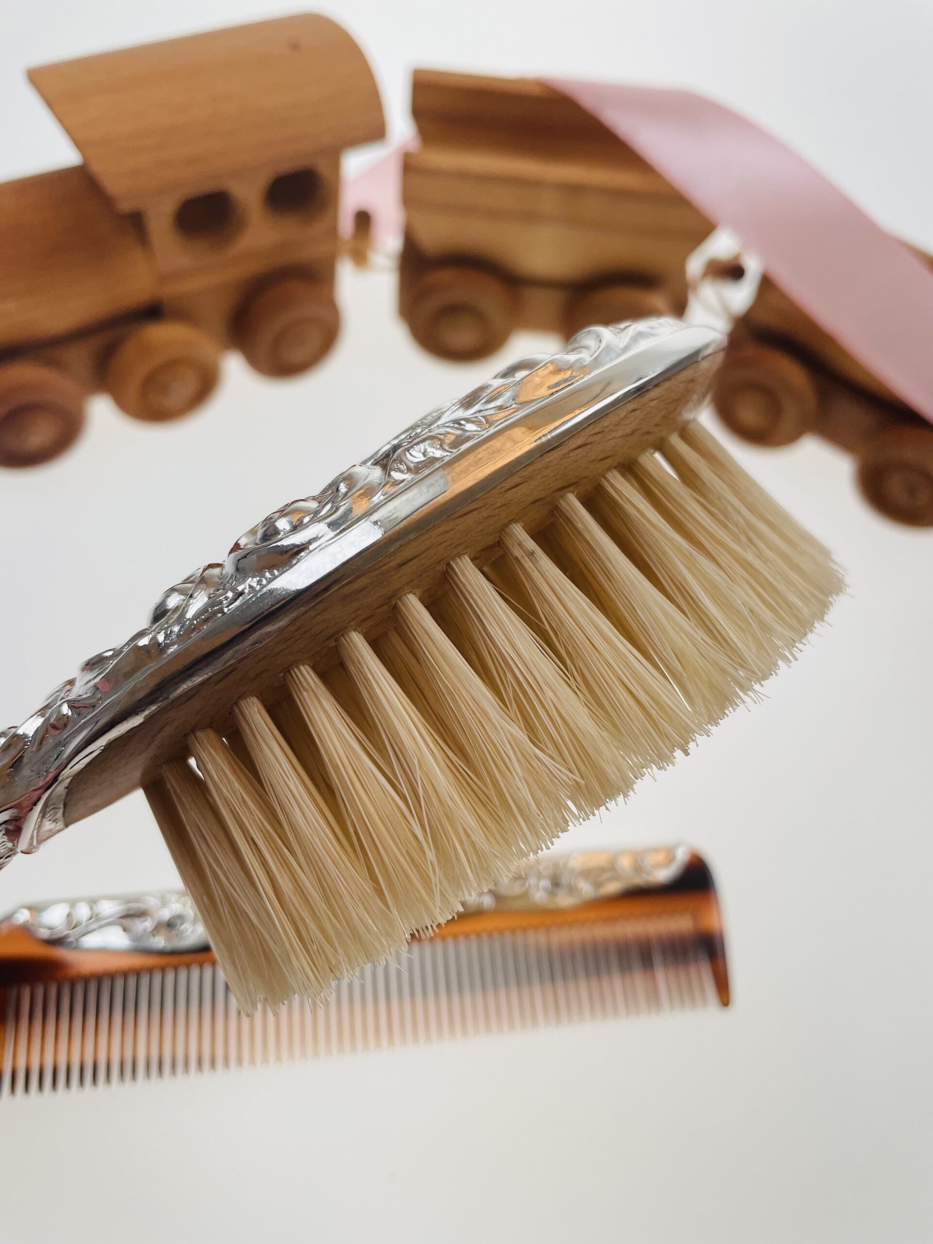 Hallmarked Silver Baby Girls Brush & Comb Set Case | Richmond Silver